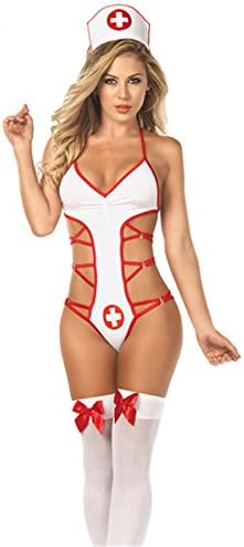 Rospeper Women Patients Pleasure Costume Sexy Nurse Bodysuit.