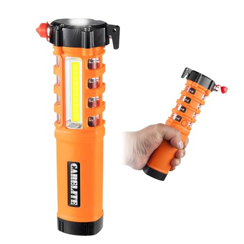 Multi-Function Emergency Car Flashlight, Essential Car Escape Tool, Life Saving Rescue Gear: Seatbelt Cutter Window Breaker Worklight Flashlight Flash Beacon