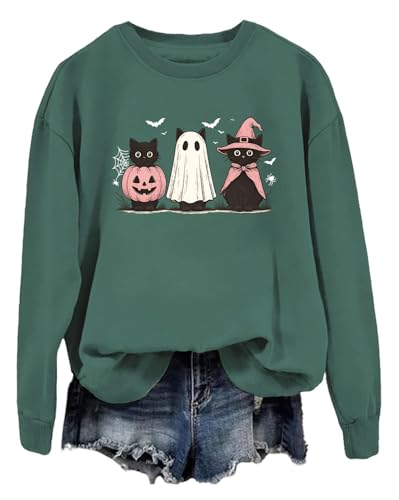 Boo Ghost Black Cat Sweatshirt Halloween Ghost Cat Sweatshirt