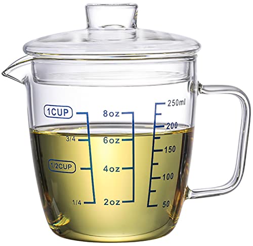 Vaso medidor de vidrio Borosilicato 250 ml con tapa miniatura 1