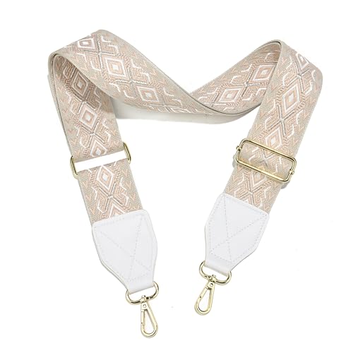 Image of LEMEDE Purse Strap,2 inch Leather End Shoulder Strap Adjustable Replacement,Retro Jacquard Multi-pattern Crossbody Bag Straps