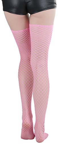 Image of ToBeInStyle Women's Seductive Punk Rock Basic Unfinished Rawedge Fishnet Thigh Highs