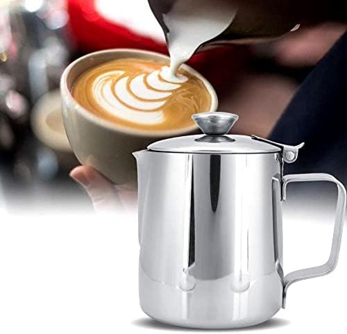 Coffee Milk Frother Cup, Stainless Steel Espresso Coffee Steaming Pitchers with Lid Milk Frothing Pitcher Coffee Machine Accessories Barista Tools for Latte Coffee Art (2000ml)