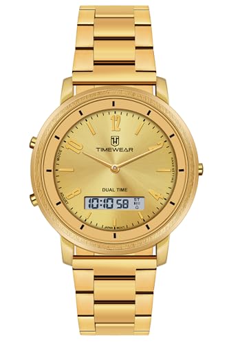 Image of TIMEWEAR Vintage Analog Digital, Dualtime, Automatic Calendar (Day, Date, Month) Alarm, Stopwatch, Stainless Steel Chain Watch for Men