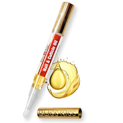 Bliss Kiss Fragrance Free Nail Oil Cuticle Pen with Vitamin E & Jojoba - Nail Strengthener Nail...