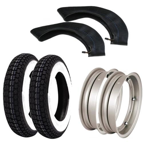 Kit Cerchi Camere Aria Copertoni Fascia Bianca 3.50 10 Compatibile con 125 Gtr