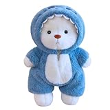 Teddy Bear Stuffed Animals, Teddy Bear Plushies Soft Funny Stuffed Toys with Removable Blue Shark Clothes, 13'' Emotional Support Cute Plush Figure Toys with Movable Legs for Toodlers Kids Women