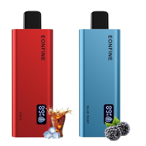 Eonfine 電子タバコ 使い捨て 煙の量調節可能 シーシャ 薄型軽量 ベイプ 12000回吸引可能 vape LEDスクリーン付き 禁煙 爆煙 電子シーシャ 禁煙グッズ パイポ 水蒸気タバコ 電子たばこ ベイぷ本体 ニコチンなし コーラ&ブルーラスプ