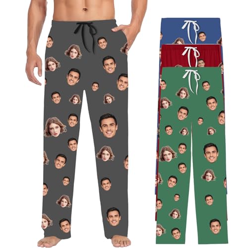 Custom Pajama Pants with Face Photos Personalized Picture PJ Bottoms Customized Gifts for Men Women