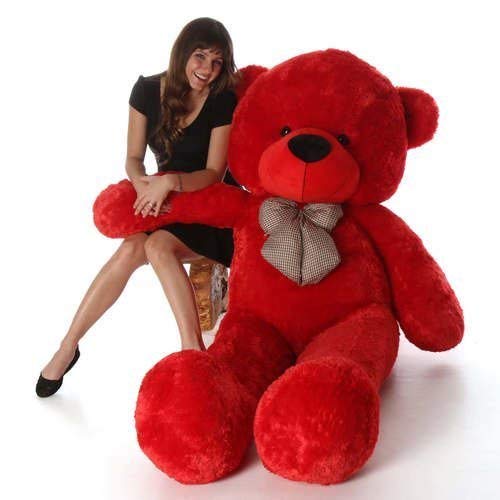 zoonio 3 Feet Huggable Teddy Bear with Neck Bow (Red)