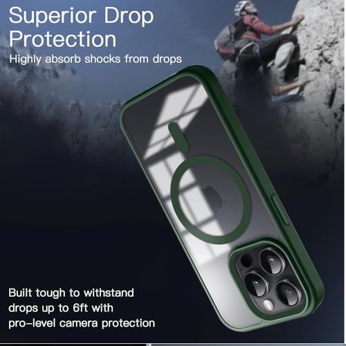 Image of KARWAN️ Hybrid Transparent iPhone 15 Pro Back Cover Case Compatibe with Mag-Safe |Camera Protection Bump | Transparent Back Cover Case for iPhone 15 Pro(PC, TPU | Green Bumper)