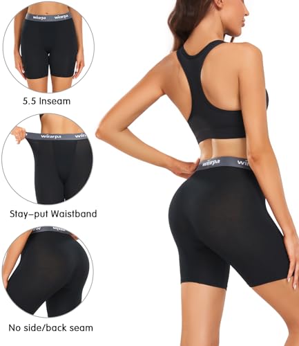 wirarpa Women's Underwear Modal Boxer Briefs Anti Chafing Boyshorts Panties with Crotch 4 Pack4