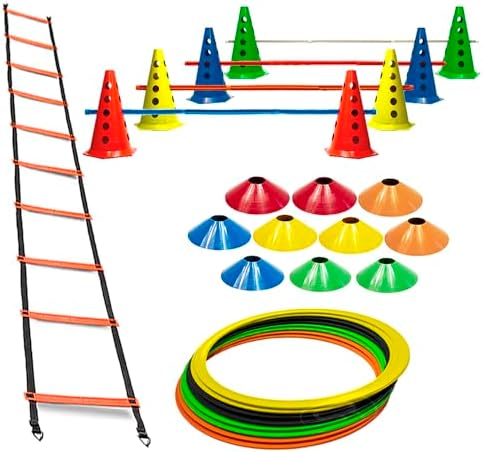 10 Cones Com 5 Barreiras + 10 Pratos Demarcatórios + 8 Argolas Ag...