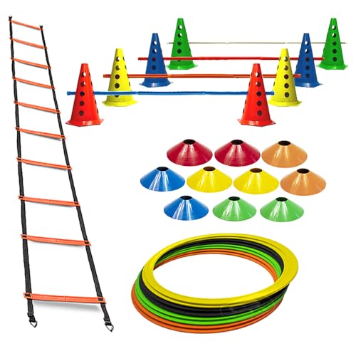 10 Cones Com 5 Barreiras + 10 Pratos Demarcatórios + 8 Argolas Ag...