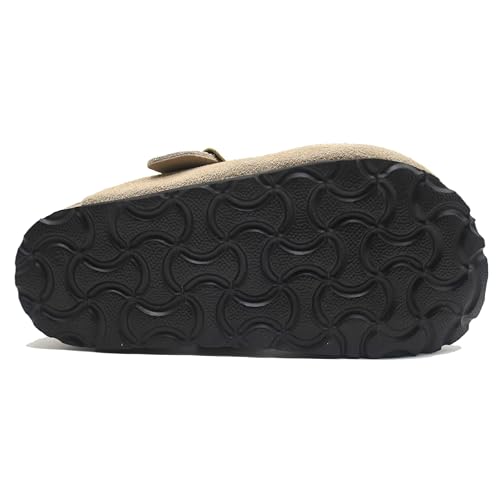 Generic Kids Suede Clogs Toddler Clogs Boys Girls Sandals Cork Adjustable Buckle Mules Kid Slippers Flat Shoes Black thumb #4