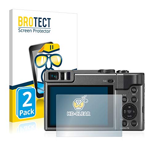 BROTECT Protector Pantalla Compatible con Panasonic Lumix DC-TZ90 / Lumix DC-TZ96 Protector Transparente (2 Unidades) Anti-Huellas