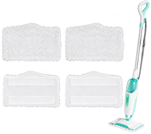 Image of 4 Pack Steam Mop Replacement Pads Compatible with Shark S1000 S3101 S3202 S3250 S3251, Reusable Microfiber Steam Mop Pads for Sealed Hardwood, Tile, Laminate & Vinyl, White Rice Grain