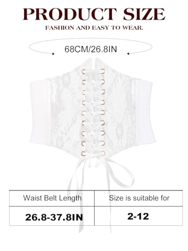 Asooll Vintage Elastic Corset Belts Lace Up Transparent Waist Underbust Belt Renaissance Wide Cinch Dress Costume for women2
