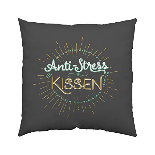 GRUSS & CO Kissen Motiv 'Anti Stress'| Zierkissen, Baumwolle, 40 cm x 40 cm | Kissen mit Spruch | 47002