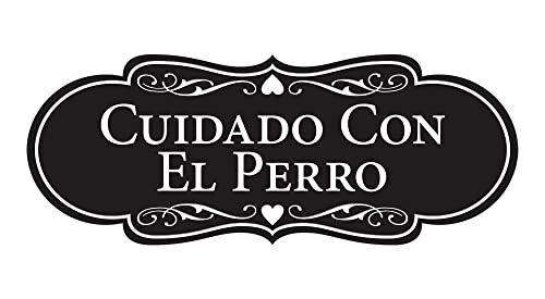 Plaque de créateur espagnol Cuidado Con El Perro grand format noir luxueux