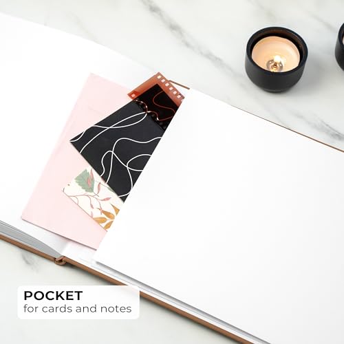 Image of Clever Fox Funeral Guest Book for Memorial Service w /Address, Brown | 10x7 in, 120 pages, Eco leather hardcover, Personalized celebration of life guestbook, Memory book & condolence register
