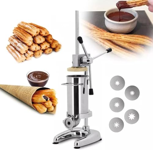 GBHJJ Commercial Maker Churros Machine, 2 in 1 Manual Churro Make Sausage Filler Machine Vertical, Stainless Steel, Sausage Machine for Restaurant/Hotel/Home Use,2L