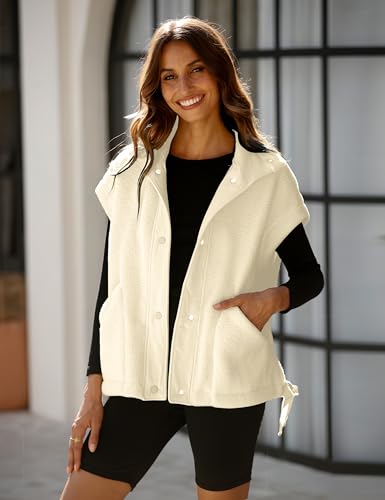 Opcakm Women'S Fuzzy Fleece Vest Oversized Sleeveless Sherpa Jacket Warm Button Down Gilet Outerwear With Pockets thumb #1