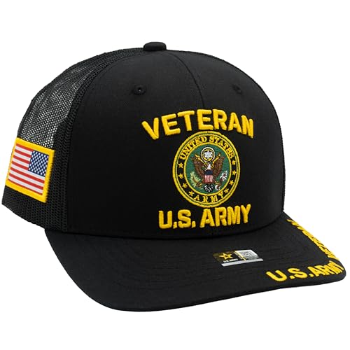 Image of US Army Veteran Hat for Men Official Licensed Military Veterans Embroidered Patch Design Army Seal Adjustable Baseball Cap