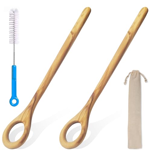 13.5 Inch Danish Dough Whisk with Brash, Wooden Bread Wisking Tool for Mixing Sourdough Whisk Sourdough Wood Stirrer for Pastries, Egg, Pizza (2)