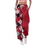 Pantalones de Navidad para mujer, estampado de Navidad, pantalones de trabajo para mujer, pantalones de pijama para mujer, con bolsillos, traje deportivo para mujer, clásico, pantalones negros para