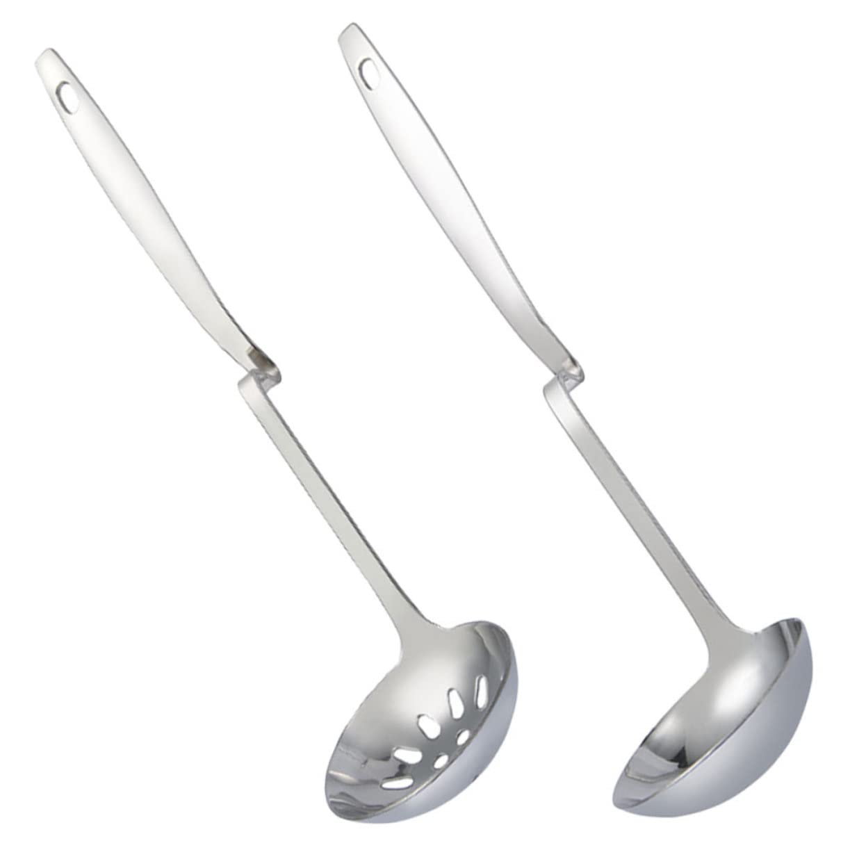 OFFSCH 2Pcs Stainless Steel Slotted Spoon for Daily Use Portable Serving Utensils for Cooking and Buffet Long Handle Kitchen Tools Reusable Slotted Spoons