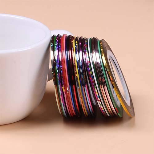 J Shop 30pcs de couleur mixte ongles bandes décalcomanies feuille conseils bande ligne pour bricolage 3D Nail Art conseils décorations ongles feuille décalcomanies