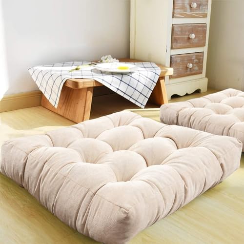 Image of Floor Pillow, Square Meditation Pillow for Seating on Floor Solid Thick Tufted Seat Cushion Meditation Cushion for Yoga Living Room Sofa Balcony Outdoor