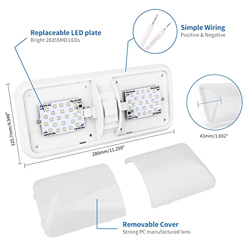 180LED 12V LED Ceiling RV Interior Camper Light Boat Trailer Double Dome Frost main image 0