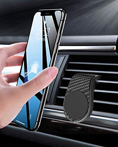 Support Universel pour Smartphone - Aspect Carbone « CarClip » - Porte-Telephone Voiture - Fixation sur Grille d'aération de Voiture