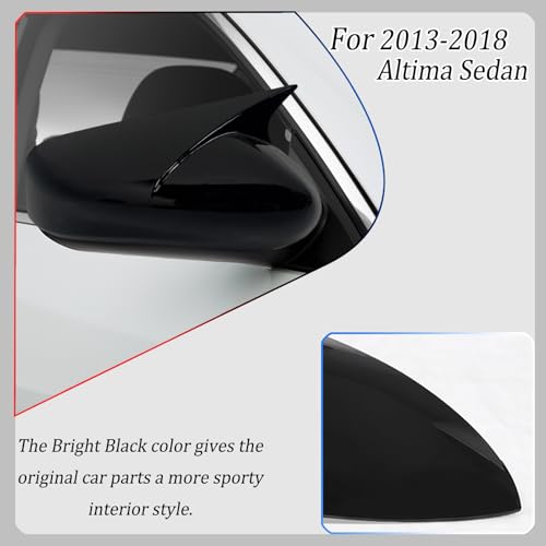 Image of Side Mirror Cover,for Nissan Altima 2013-2018, Bright Black Side Rear Mirror Covers Body Kit Accessories for Cars（Without Turn Signal Cutout）