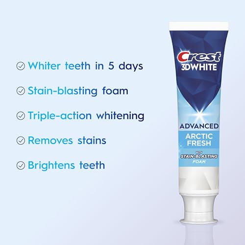Image of Crest 3D White Advanced Teeth Whitening Toothpaste, Arctic Fresh, 3.3 oz, Pack of 3