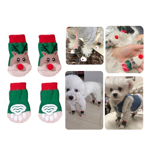 Zkbszn 2 Pair Dog Socks Feet Covers Pet Winter Shoes Skidproof Soles Outdoor Booties Walking Booties for Large to Small Pet