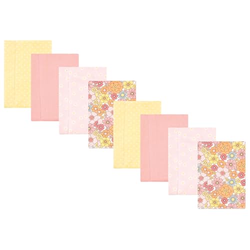 Image of Hudson Baby Cotton Poly Flannel Burp Cloths Multipack, Peace Love Flowers 8-Pack, One Size