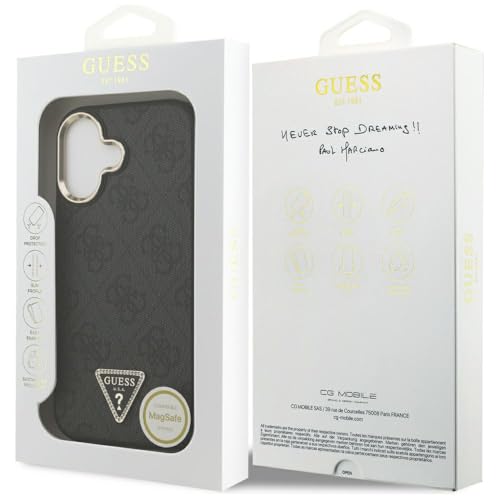 Guess PU Leather 4G Triangle Logo Gold Frame Case with MagSafe for iPhone 17 6.3 - vue 9