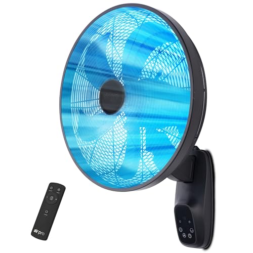 Air Pro 16” Wall Fan with Remote Control, Large High Velocity Wall Mounted Electric Fan Adjustable Tilt, 3 Speeds Oscillating for Home or Commercial Use Fan For Office, Shops, Gyms, Kitchens, Schools