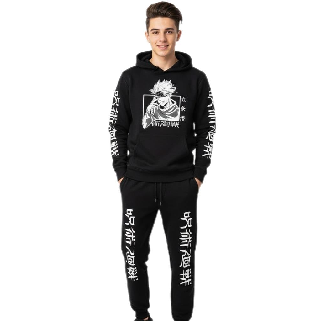 moonshine Anime hoodies and jogger Co-Ord Sets In Black Originals I Anime printed combo set foe Men and Women (IN, Alpha, XS, Regular, ANIME1)-picture-11