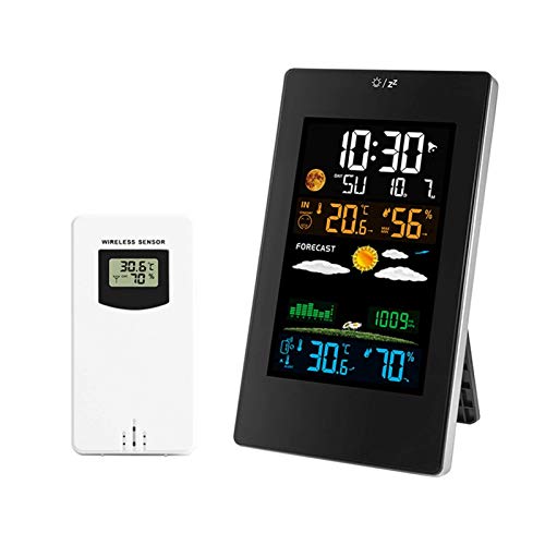 Desktop-Uhr, drahtlose Wetterstation für Innen- und Außenwetter, digitales Thermometer mit Sensor, Hygrometer, Monitor und Wecker