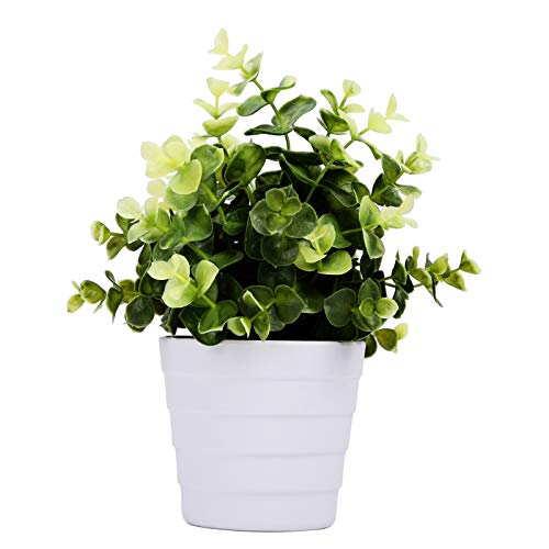 Meneco Small Fake Plant Potted - Faux Plant Indoor Plant Artificial Potted Plant Decor for Home and Office (Eucalyptus Green)