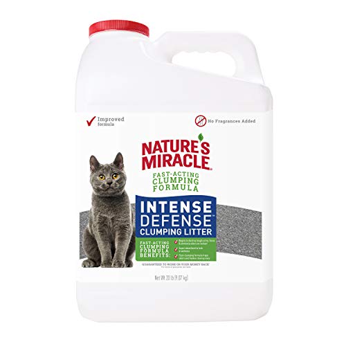 Nature's Miracle Intense Defense Clumping Litter, 20 Pounds, Jug, Super Absorbent Fast-Clumping Formula, Dust Free, Fragrance Free