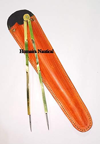 Mahira Nautical Navigation Compas Brass & Steel with Leather Cover B