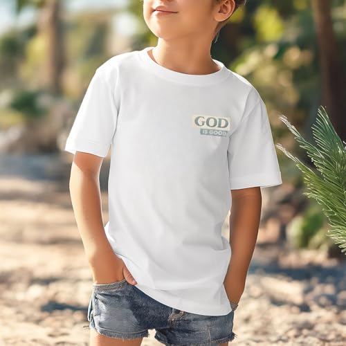 Image of KEEVICI Boys God is Good Shirt Christian Faith Shirts for Kids Jesus Beach Palm Tree Hawaiian Tshirt Graphic Tees Cotton Tops