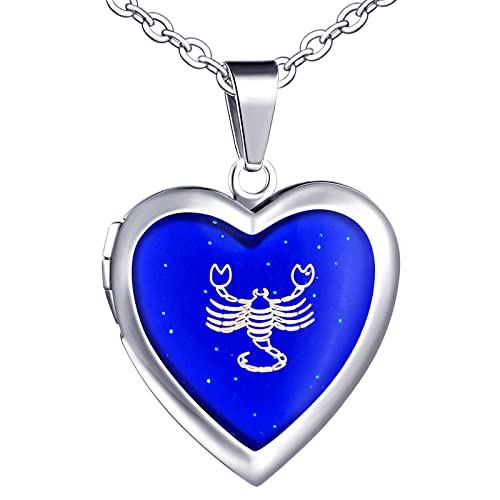 Yumilok Collar de mujer Collar de niña Colgante de acero inoxidable Corazón de Escorpio Color cambiante Temperatura Collar unisex