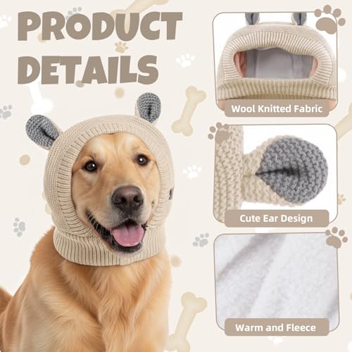TAXTYHRE Gestrickte Hundemützen, Hund Wintermütze, Süße Hund Wintermütze, Warm Weich Bequem, Hundewarme Kopfbedeckungen, für Kleine Haustiere, Kleine Große Hunde (Beige)