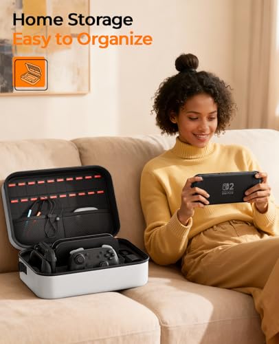 Image of COOWPS Switch 2 Case for Nintendo Switch 2, with 4Pcs Thumb Grips, 20 Game Card Slots, Portable Full Protection All In One Travel Storage Case for Switch 2 Console Pro Controller Accessories